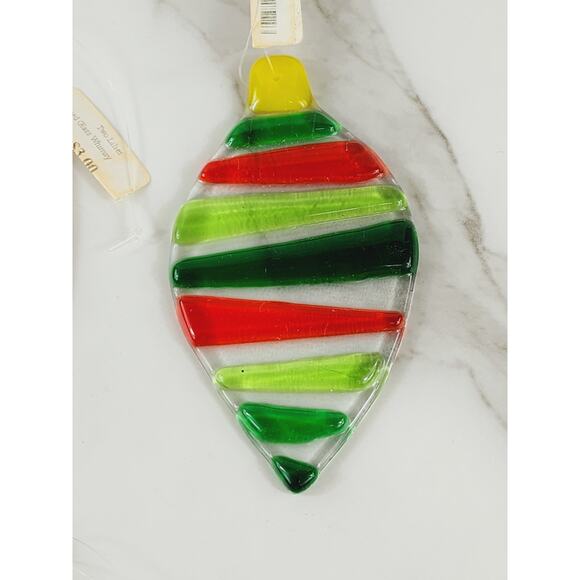 Christmas Flat Fused Glass Ornament 4" Tree Decor Hanging Holidays x5 - Picture 6 of 10